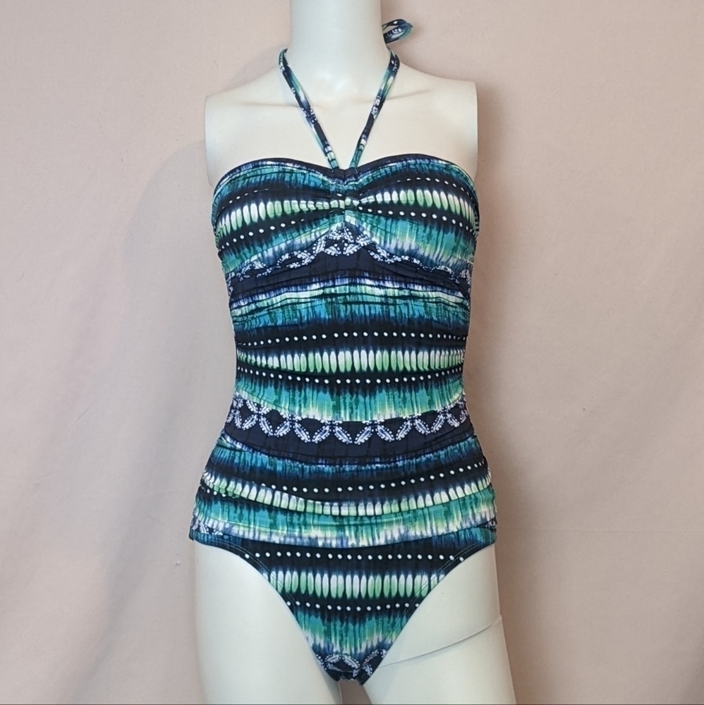 Bleu Rod Beattie One Piece Bandeau Tie Neck Swimsuit size 4